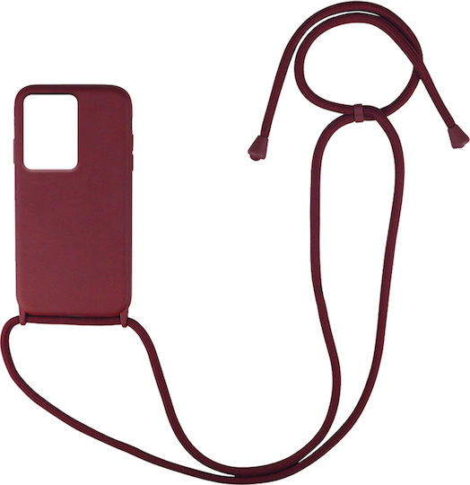 Sonique CarryHang Umschlag Rückseite Silikon 0.5mm mit Band Burgundisch (Redmi Note 12 Pro+)