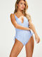 Striped Swimsuit Light Blue