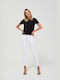 Make your image Women's High-waisted Fabric Trousers in Skinny Fit White