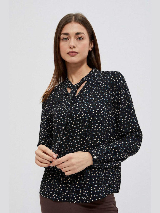 Make your image Women's Blouse Long Sleeve with V Neckline Black