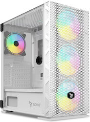 Savio Raptor X1 ARGB Gaming Full Tower Κουτί Υπολογιστή με Πλαϊνό Παράθυρο Λευκό