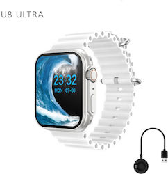 U8 Ultra 45mm Smartwatch με Παλμογράφο (Λευκό)