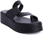 Ioannis Leder Damen Flache Sandalen Flatforms in Schwarz Farbe