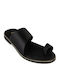 Leder Flache Sandalen für Damen in Schwarz Farbe