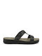 Δερμάτινα Γυναικεία Σανδάλια Flatforms Μαύρα