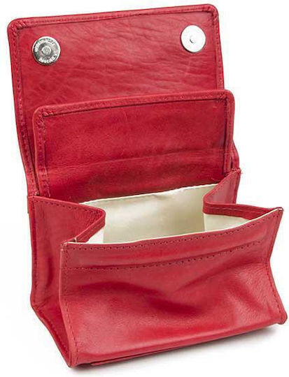 Fetiche Leather Lederne Tabaktasche Rot mit Verschluss