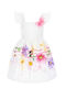 Rochie pentru Copii Fără mâneci Din tul Floral Alb