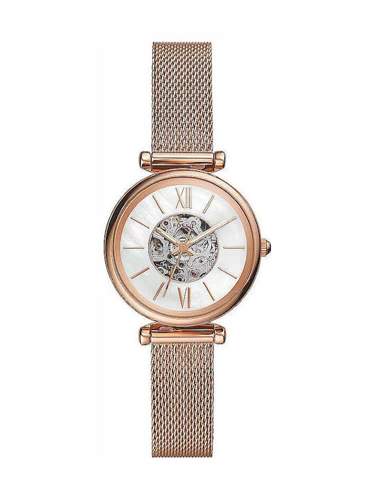 Fossil Γυναικείο Ρολόι 28mm Μπαταρίας με Ροζ Χρυσό / Ροζ Χρυσό Μεταλλικό Μπρασελέ