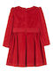 Mädchenkleid Langärmelig Samt Set aus 2 mit Zubehör Rot