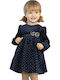 Mädchenkleid Langärmeliges Samt Polka Dot Set aus 2 mit Zubehör Marineblau