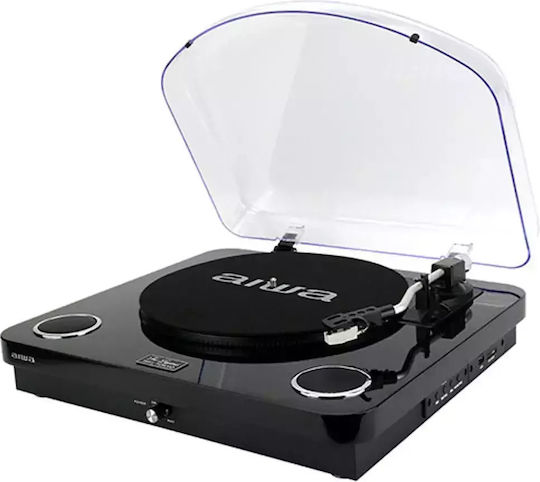 Aiwa Vintage GBTUR-120BKMKII GBTUR-120BKMKII Turntables with Preamp and Built-in Speakers Black