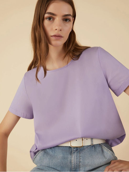 Emme Marella Women's Summer Blouse Short Sleeve Lilacc
