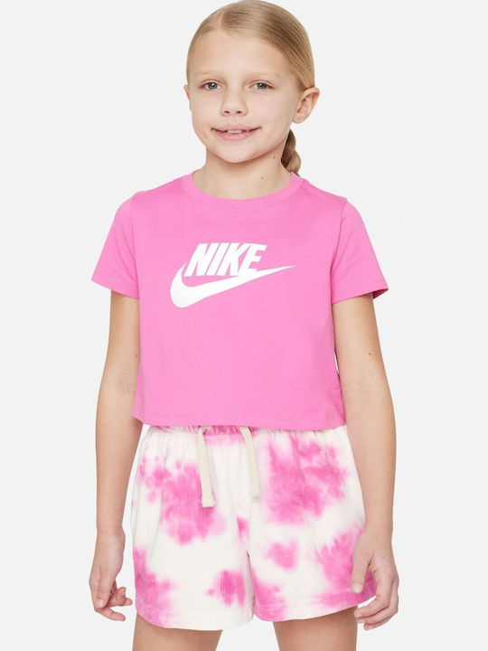Nike Παιδικό Crop Top Κοντομάνικο Ροζ SPORTSWEAR