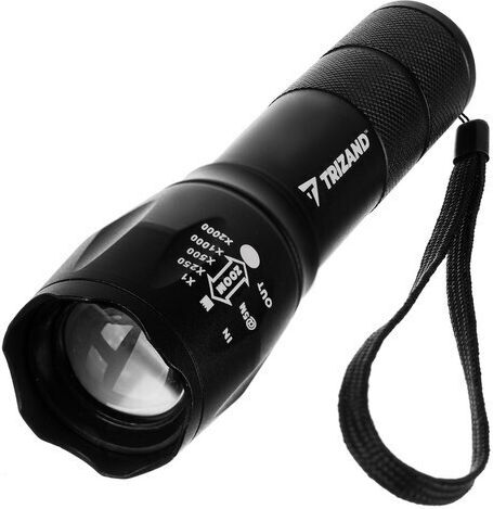 Trizand Rechargeable Flashlight LED with Maximum Brightness 300lm Black