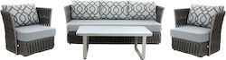 Outdoor Living Room Set with Pillows Gray 4pcs