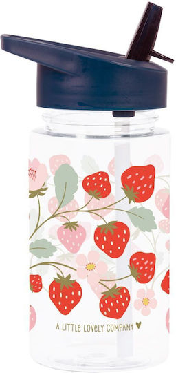 A Little Lovely Company Strawberries Παιδικό Παγούρι Πλαστικό με Καλαμάκι 450ml