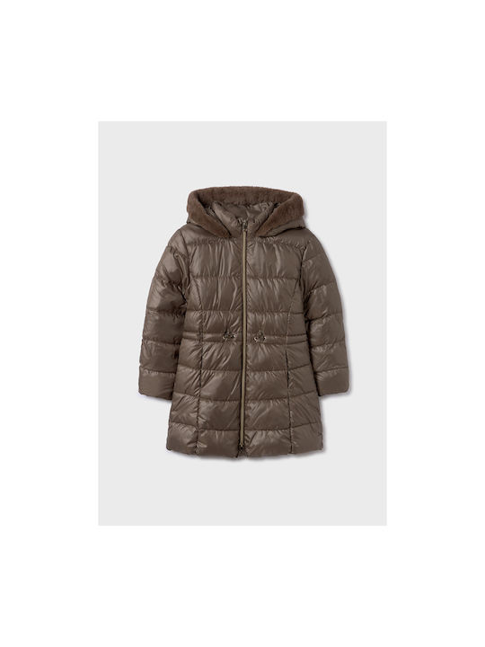 Mayoral Girls Quilted Coat Beige with Ηood