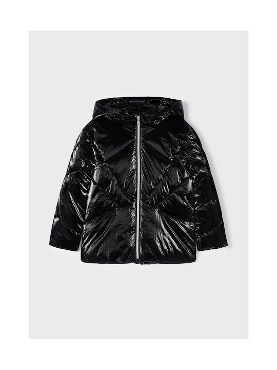 Mayoral Girls Quilted Coat Black with Ηood