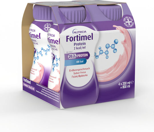 Nutricia Fortimel Protein 2kcal Special Food Supplement 4 x 200ml Strawberry
