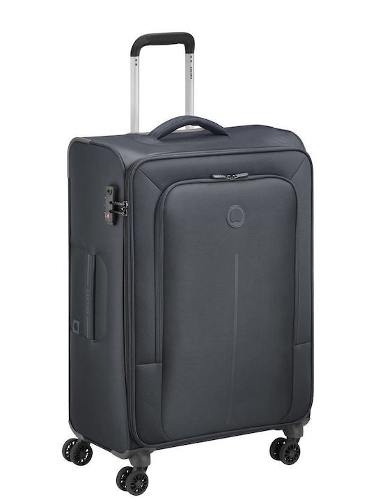 Delsey Caracas Medium Fabric Suitcase Black With 4 Wheels Height 68cm