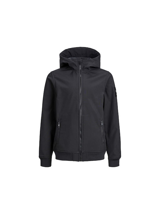 Jack & Jones Windproof & Waterproof Boys Casual Jacket Black with Ηood