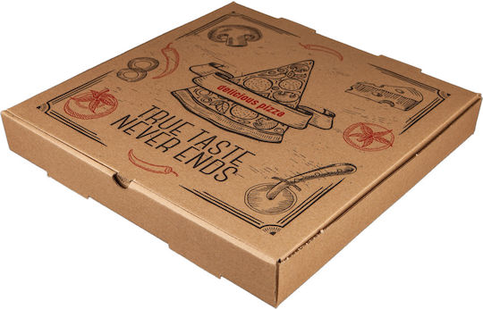PaperQ Set von 100 Boxen Pizza Kraft 33x33x4.1cm