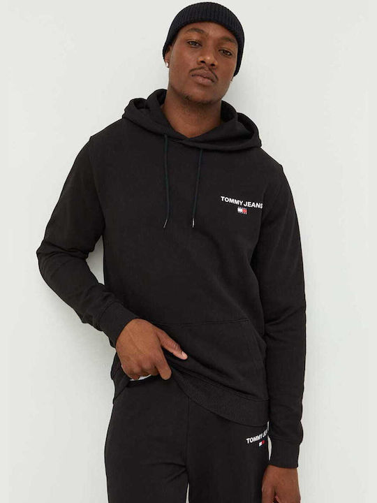 Tommy Hilfiger Men's Sweatshirt with Hood and Pockets Black