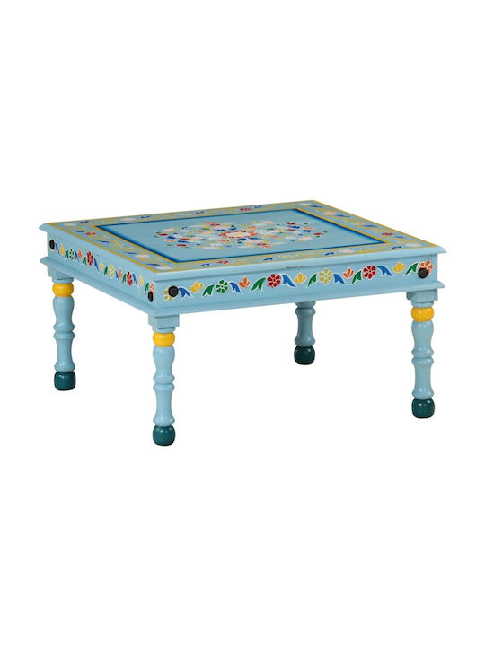 Square Side Table Made of Solid Wood Turquoise ...