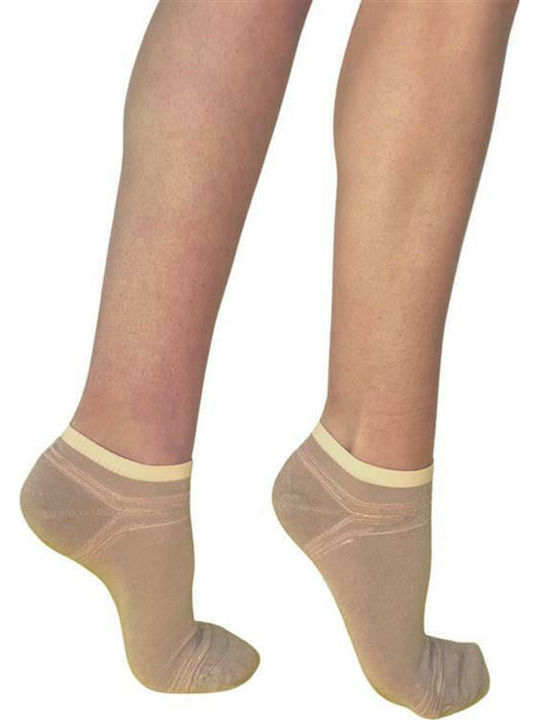 Inizio Damen Einfarbige Socken Beige 1Pack