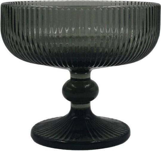 Cryspo Trio Ice Cream Serving Bowl Round Glass Noris Smoke with Diameter 12cm