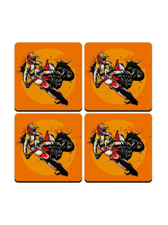 Koupakoupa Untersetzer Hölzernes Orange 4Stück