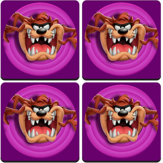 Koupakoupa Wooden Purple Coasters 4pcs