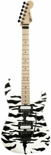 Charvel Pro Mod DK22 Elektrische Gitarre Stratocaster mit HH Tonabnehmerkonfiguration Satin White Bengal