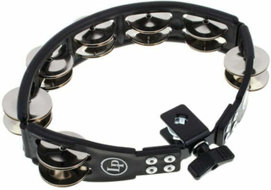 Latin Percussion Black Plastic Hi-Hat Tambourine with Double Row Jingles
