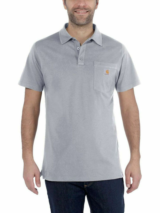 Carhartt Force Delmont Polo Short Sleeve Gray T...