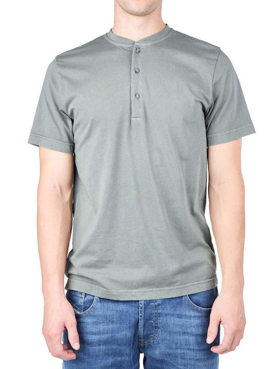 Crossley Men's Short Sleeve T-shirt with Buttons Green