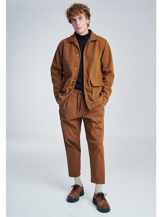Pantaloni Elastic cu Croială Normală Maro
