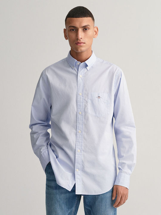 Gant Long-sleeved Cotton Shirt Light Blue