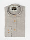 Fragosto Men's Shirt Long Sleeve Linen Beige