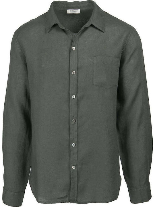 Long-sleeved Linen Shirt Khaki