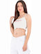 Bluza Damă Crop Top Bumbac Cu Bretele Albastru Vara