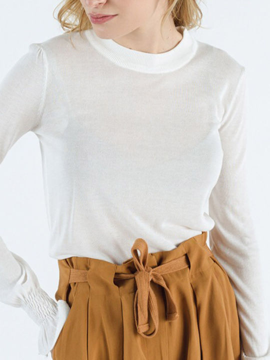 Cuca Women's Long Sleeve Pullover White