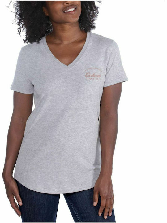 Carhartt Women's T-shirt with V Neckline Gray