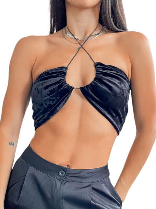Γυναικείο Crop Top Αμάνικο Μαύρο
