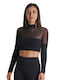 Γυναικείο Crop Top Μακρυμάνικο Μαύρο