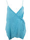 FantazyStores Women's Summer Blouse with Straps Blue