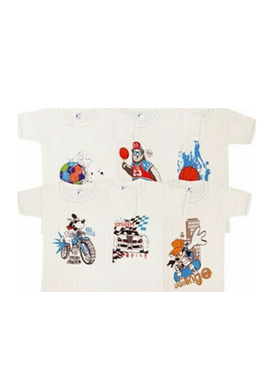 Onurel Kinder-Set mit Unterhemden Kurzarm for boys white with print 6Stück