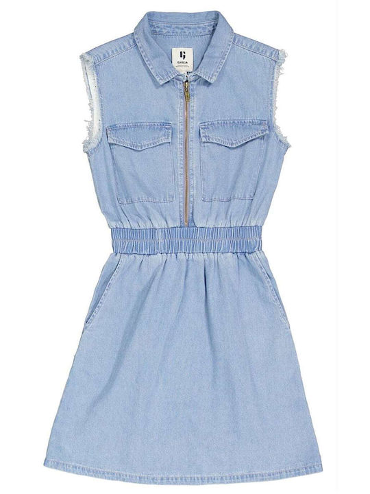 Children's Dress Sleeveless Denim Blue