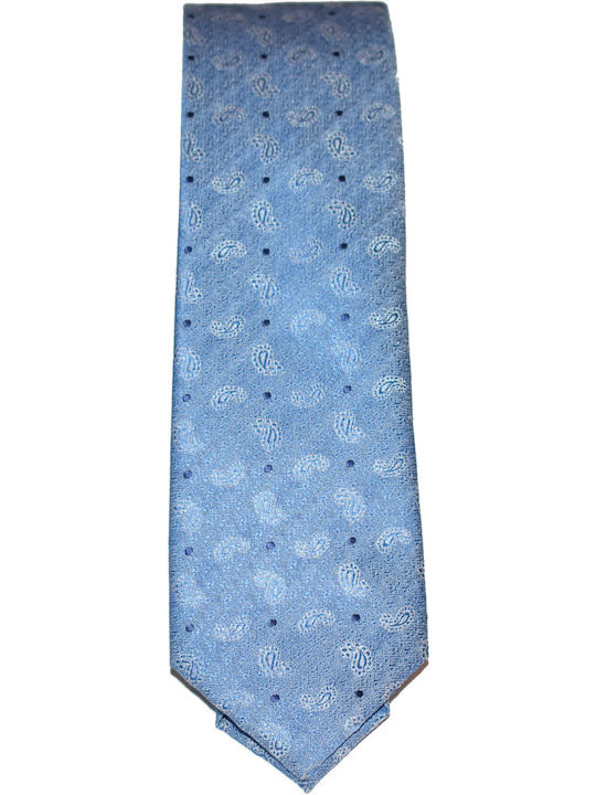 Stefano Mario Ανδρική Γραβάτα Συνθετική με Σχέδια σε Γαλάζιο Χρώμα