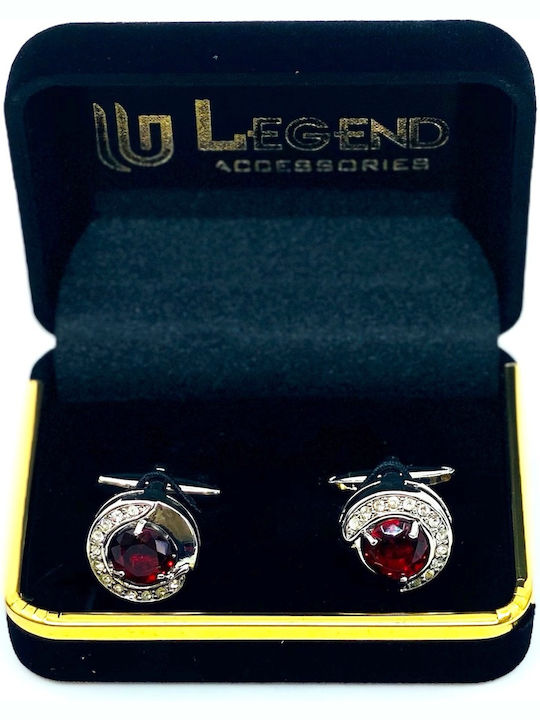 Legend Accessories Manschettenknöpfe aus Silber in Rot Farbe